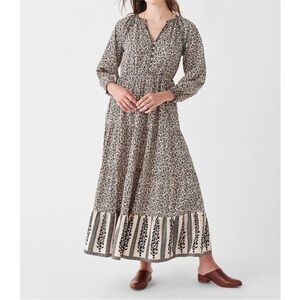 FAHERTY phoebe block print dress in wildwood vines long sleeve cotton boho
